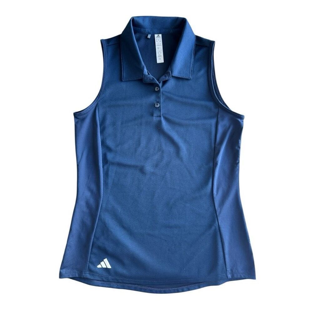 Adidas Women's Sleeveless Polo Shirt Blue Size S Casual Top